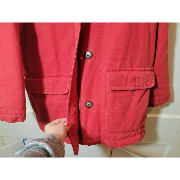Women Eddie Bauer Small S Canvas Jacket Heavy Red - Picture 4 of 12